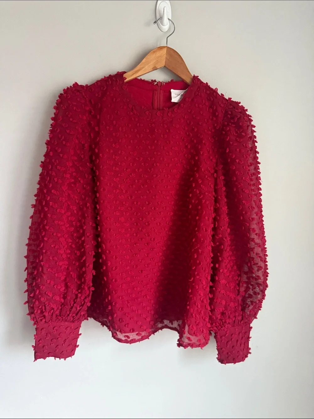 Tuckernuck Hyacinth House Harriet Red Textured Long Sleeve Blouse Medium